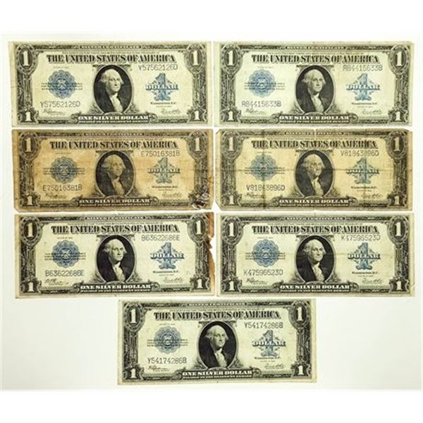 Group of 7 Fr.237 1923 $1 Silver Certificates