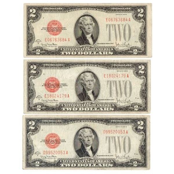 Group of 3 Fr.1508 1928-G $2 Legal Tender Notes