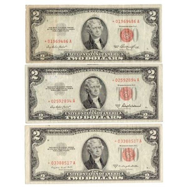 Group of 3 1953*, 1953-A*, 1953-B* $2 Legal Tender Star Notes