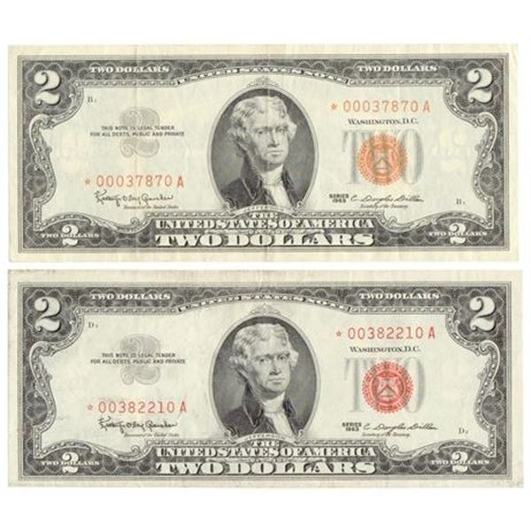 Group of 2 1963* $2 Legal Tender Star Notes