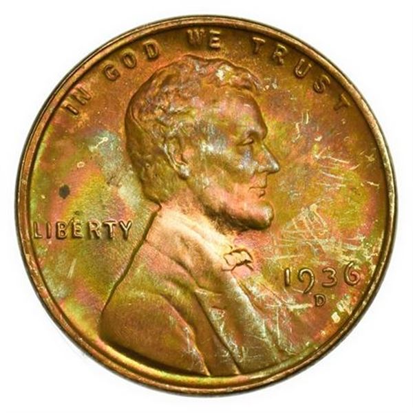 1936-D Lincoln Wheat Cent - Toned