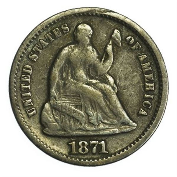 1871 Seated Liberty Half Dime