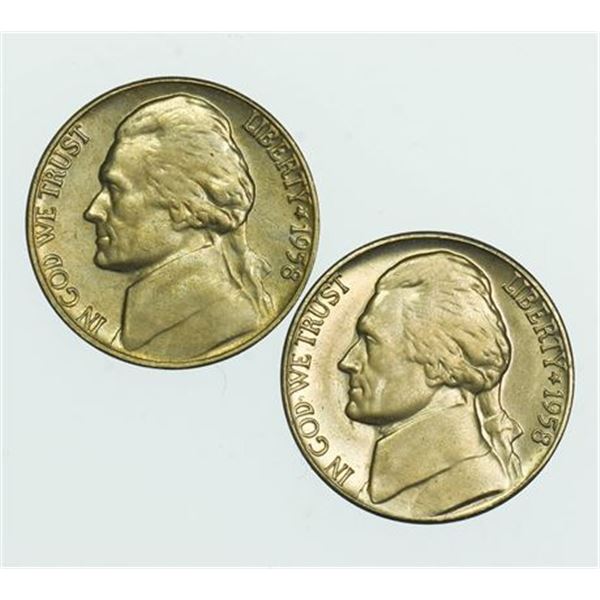Group of 2 1958 and 1958-D Jefferson Nickels