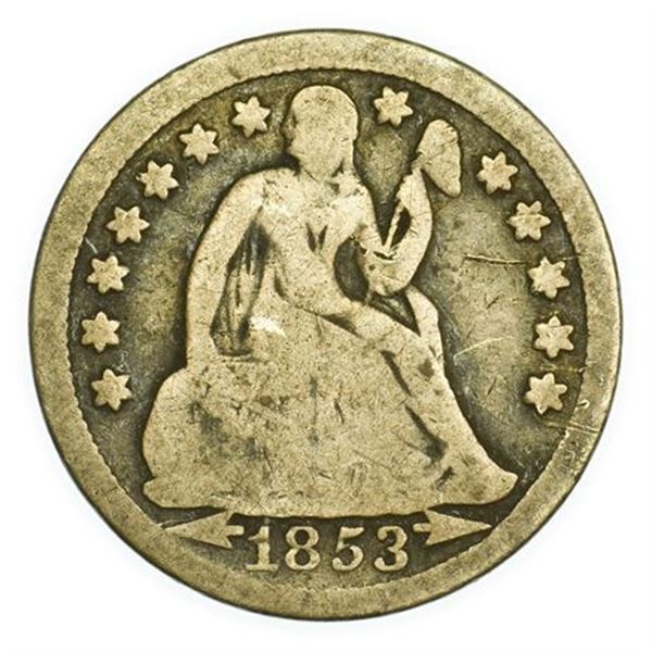 1853 Arrows Seated Liberty Dime