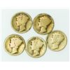 Image 1 : Group of 5 Mercury Dimes 1917, 1917-S, 1918, 1918-D, 1918-S