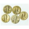 Image 2 : Group of 5 Mercury Dimes 1917, 1917-S, 1918, 1918-D, 1918-S
