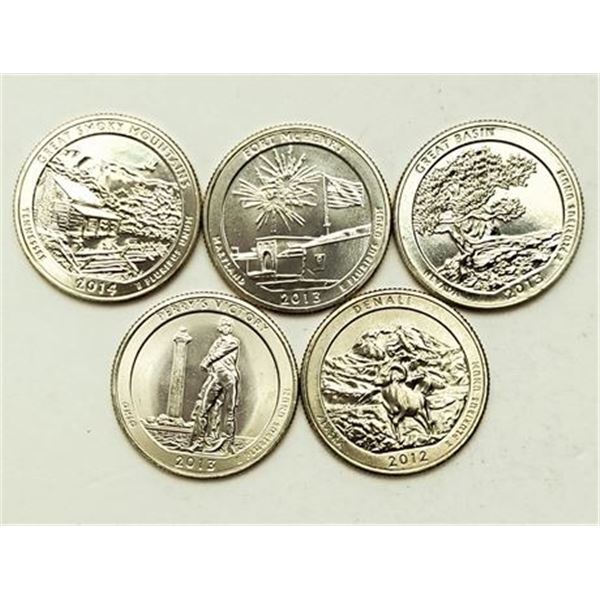 Group of 5 National Parks Quarters 2012-S - 2014-S