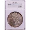 Image 1 : 1892 $1 Morgan Silver Dollar Coin ANACS MS64 Old Soap Box Holder Nice Toning