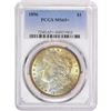 Image 2 : 1896 $1 Morgan Silver Dollar Coin PCGS MS65+ Amazing Toning