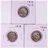 Image 1 : Lot of 1913 Type 2, 1919 & 1924-S Buffalo Nickel Coins