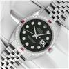 Image 2 : Rolex Men's Stainless Steel Black Diamond & Ruby Datejust Wristwatch
