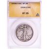 Image 1 : 1938-D Walking Liberty Half Dollar Coin ANACS VF25