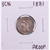 Image 1 : 1881 Proof Three Cent Nickel Coin