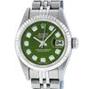 Image 1 : Rolex Ladies Stainless Steel Green Diamond Quickset Datejust Wristwatch