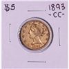 Image 1 : 1893-CC $5 Liberty Head Half Eagle Gold Coin