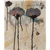 Image 1 : CW Twombly mixed media 'Flowers' signed drawing.