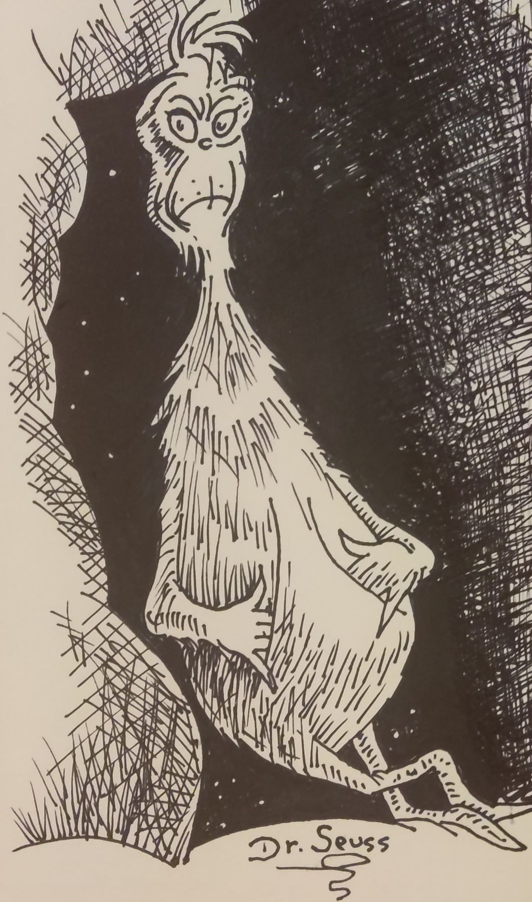 Theodor Geisel (Dr Seuss) drawing of the Grinch.