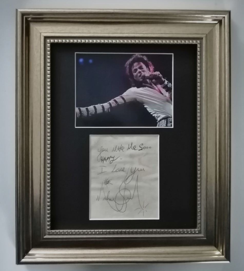 Micheal Jackson Note Michael Jackson inscribed note.