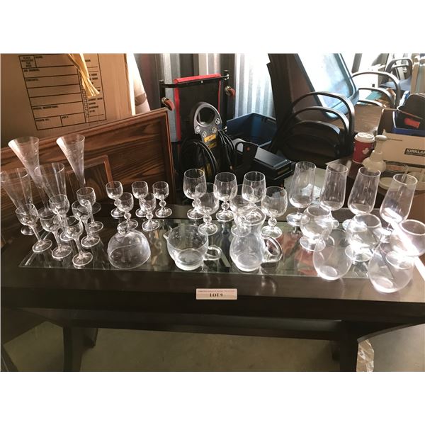 Princess House Heritage Pitcher, Gravy Bowl & Dessert Dome & Asst Martini/Aperitif/Brandy Glasses