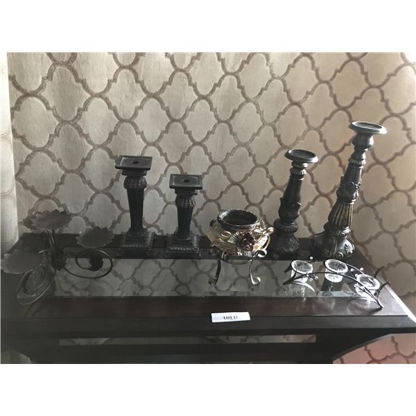 Beautiful Assortment of Pillar and Tealight Candle Holders and Beautiful Floral Pot with Vase