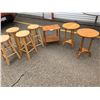 Image 1 : 4 Wood Stools, 2 Round and 1 Rectangular accent table