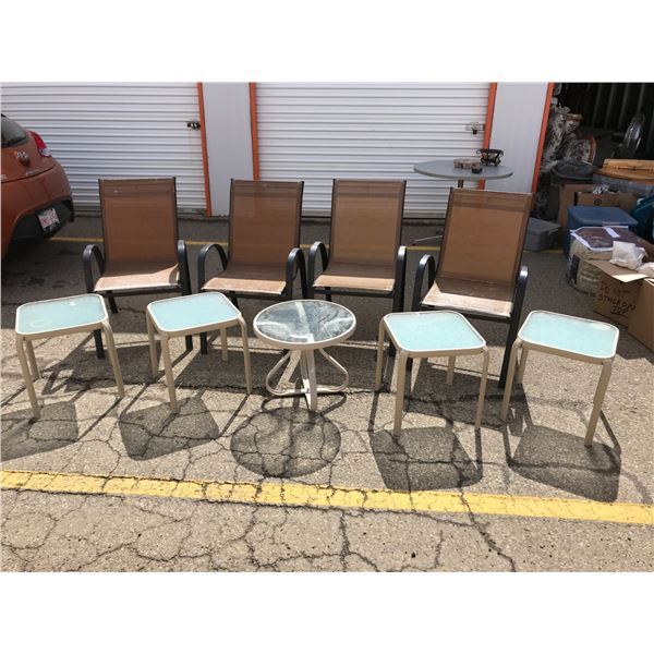 4 Outdoor Chairs and 5 Small Outdoor Tables