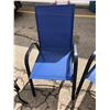 Image 2 : 2 Blue Outdoor Chairs and 2 Small Outdoor Tables (few scuffs on tables)