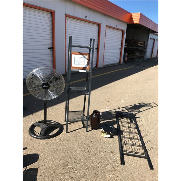 4 Tier Metal Shelf, Vase, Bridge Picture, WindChaser Fan and 8 Tier Metal Display Shelf