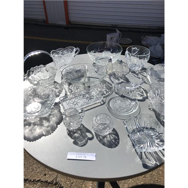 Princess House Fantasia Salt & Pepper Shakers & Pickle Dish, Cream and Sugar & Assorted Glassware