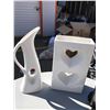 Image 5 : Heart Vase, Modern Pitcher, Raku Ware Vase, Keurig Pod Holder, Butter Dish, Candle Holder, Metal Bas