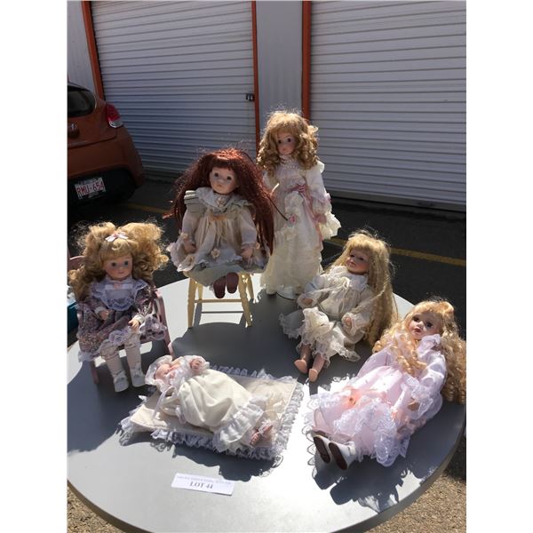 Assorted Dolls: Wedding, Summer, Baby with Chairs