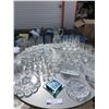 Image 1 : Assorted Crystal and Glass: Assorted Pickle Dishes, Crystal Pitcher, Coasters, Champagne Glasses, Ju