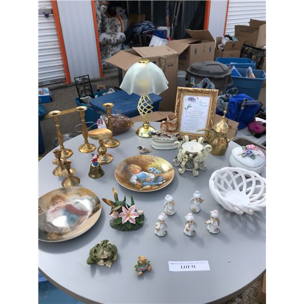 Assorted Brass Candle Holders, Forever Friends Framed Picture, Candle Holders, Porcelain Angel Figur