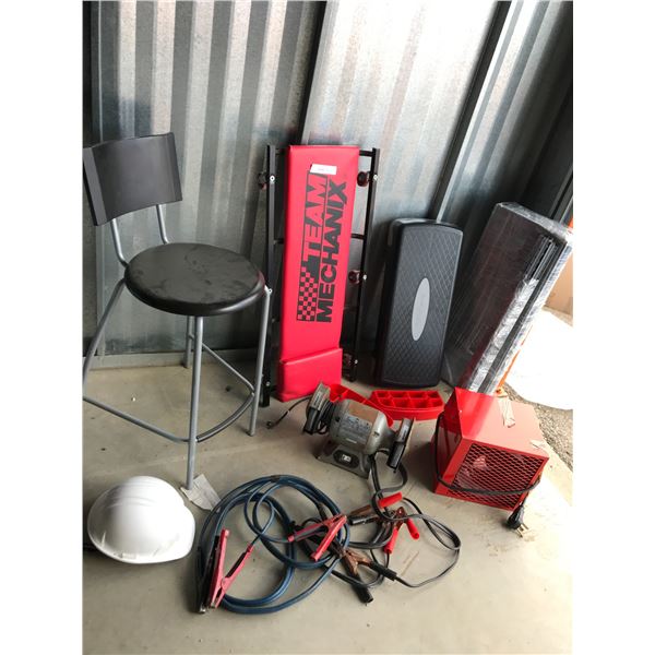 Team Mechanix Crawler, Durathletics Stepper, Shop Fan, 6” Grinder, 2 Sets of Booster Cables, Hard Ha