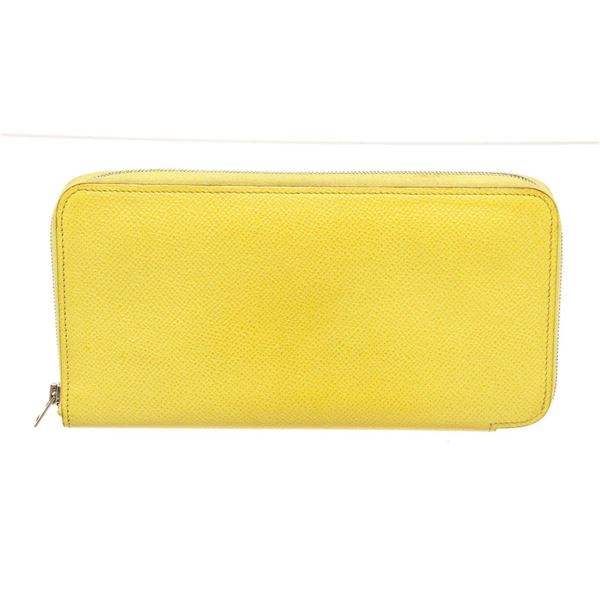Hermes Lime Epsom Leather Silk'In Wallet