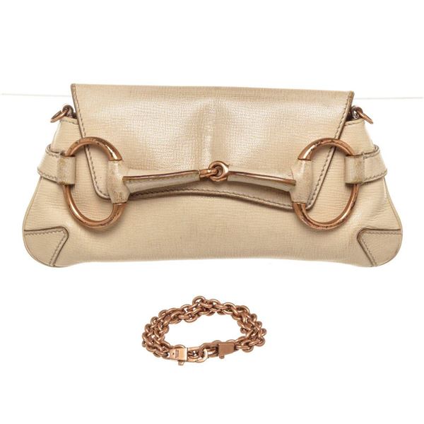 Gucci Beige Leather Mini Hersebit Chain Shoulder Bag
