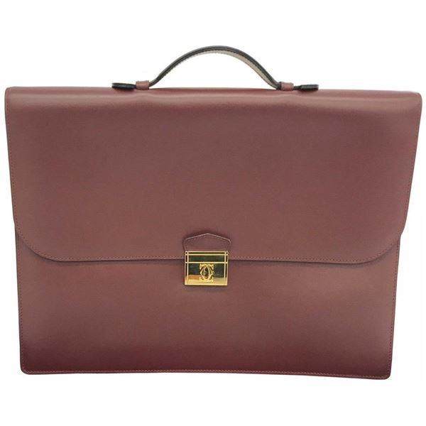 Cartier Red Must De Cartier Leather Briefcase Bag