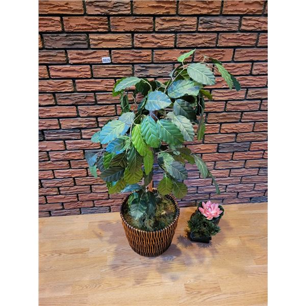 Medium Silk Fiddle-Leaf Fig Tree & Small Artificial Bonsai Tree