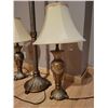 Image 4 : Matching Set of Ornate Lamps (One Floor Lamp & Two Table Lamps with Shades)