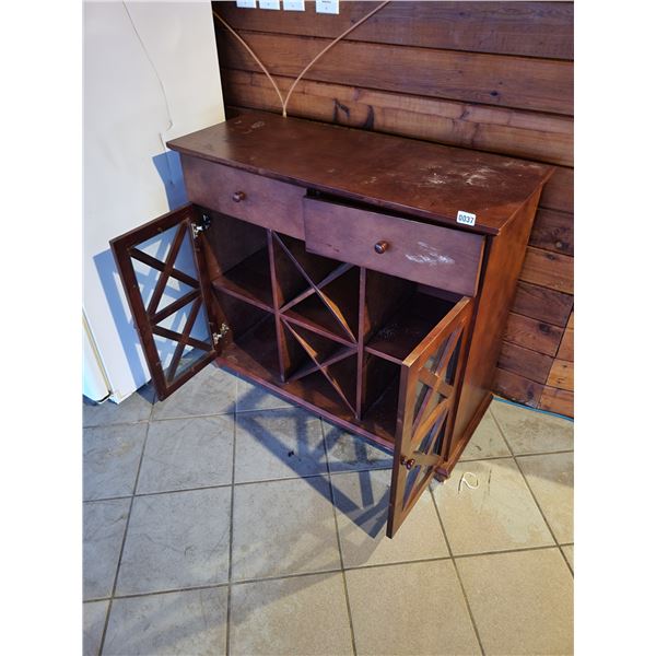 Wooden Buffet with Wine Rack (Needs Repair)