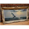 Image 2 : Framed Sailing Ship Oil Painting on Canvas Artist J.Collins