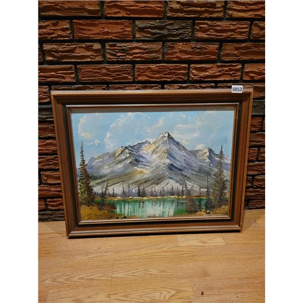Framed Mountain Oil Painting on Canvas Artist Unknown