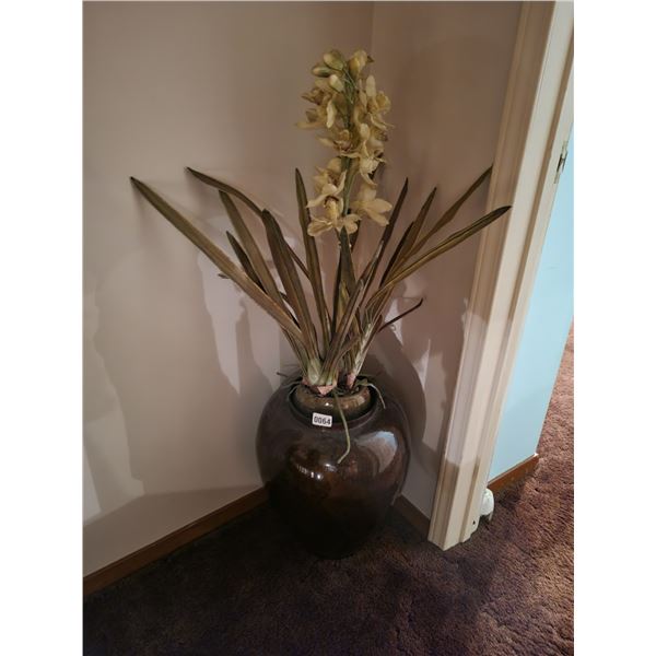 Large Ceramic Vase with Artificial Flower