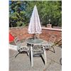 Image 1 : Outdoor Glass Top Patio Set with 4 Chairs & Umbrella
