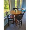 Image 1 : Bar Style Table (wood) with 4 Chairs - 42.5"h x 35.5" in Diameter
