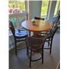 Image 1 : Bar Style Table (wood) with 4 Chairs - 42.5"h x 35.5" in Diameter