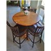 Image 4 : Bar Style Table (wood) with 4 Chairs - 42.5"h x 35.5" in Diameter