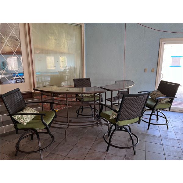 Outdoor Glass Top Bar (2 Piece) with 4 Chairs 38.5"h x 25"d x 60.5"w (x2)