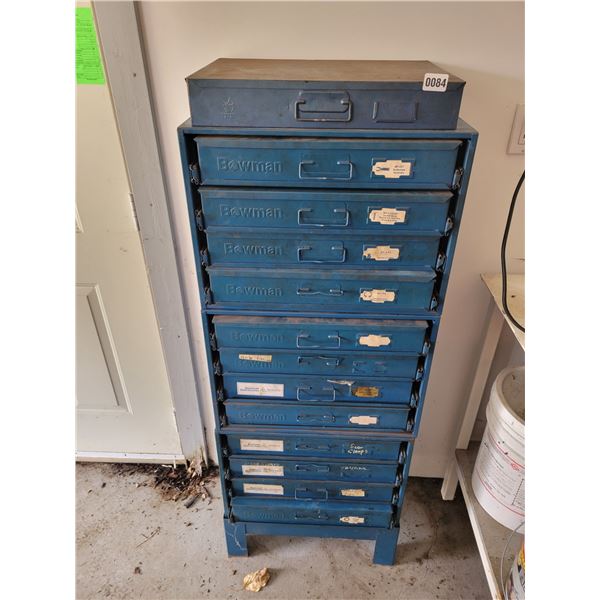 Bowman - 13 Drawer Storage with Pins, Bushings, Clamps, Hose Fittings, O Rings & Terminals