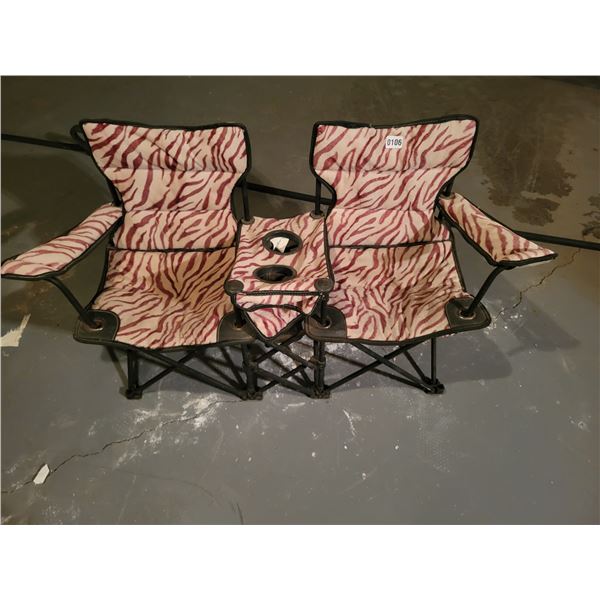 Kids Foldable Lawn Chairs (Attached) with Cup Holders